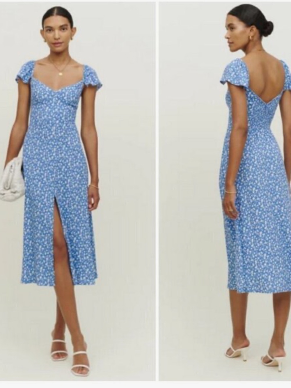 Reformation Baxley Marie Blue Floral Midi Dress
